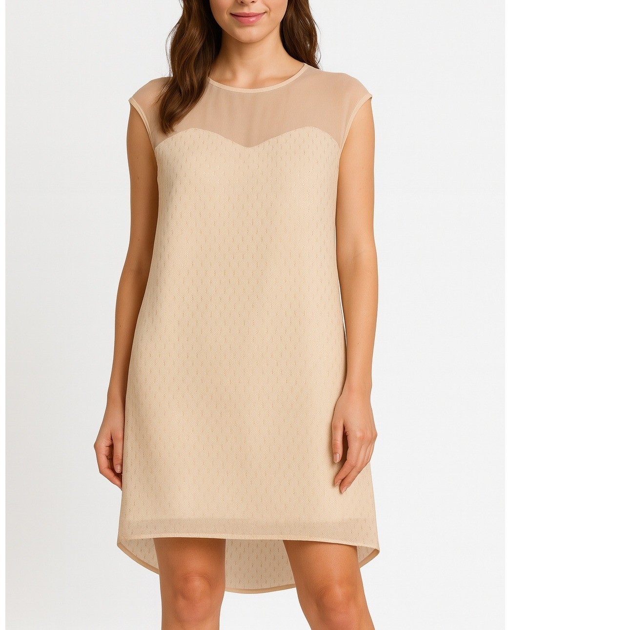 Francescas Collection Ivory and gold sheer panel dress sz SM tag price $48 NWT