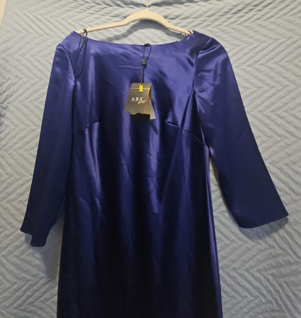 A-B-S Collection by Allen Schwartz Blue/Purple Satin Dress Size 6