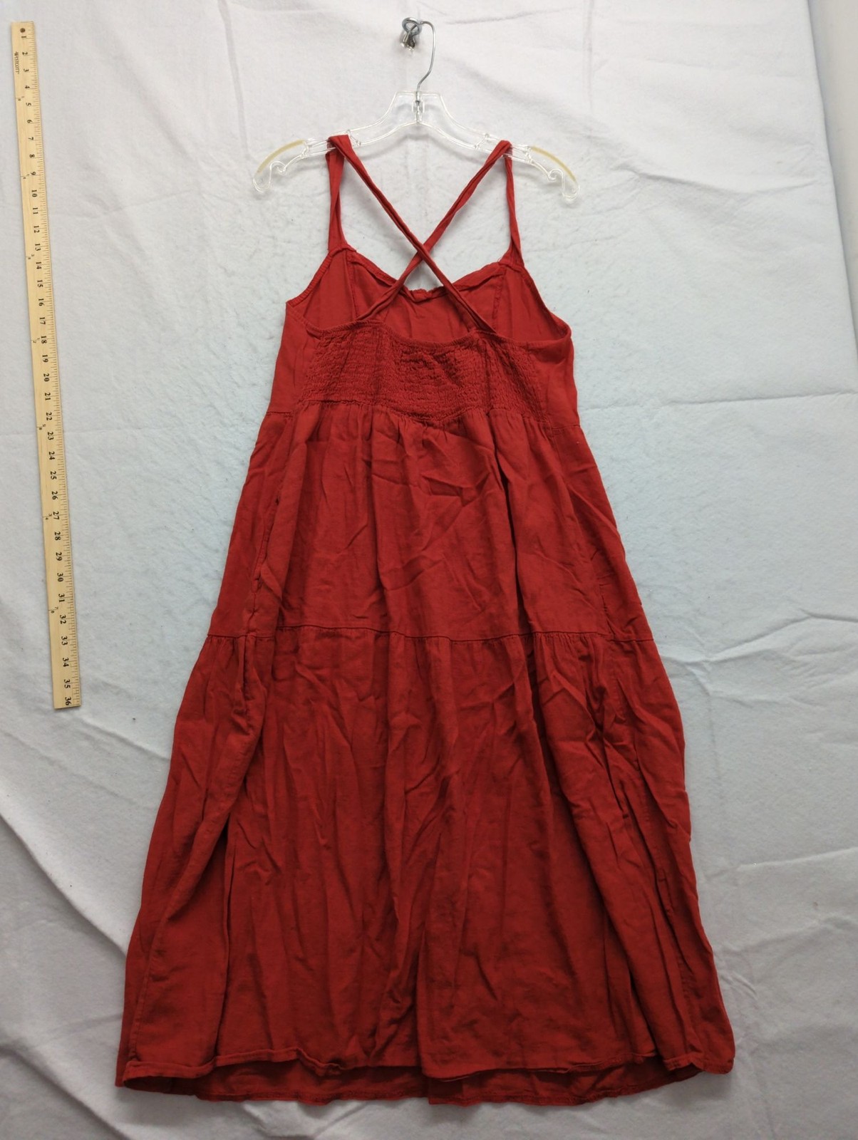 Valentina Naldi Red Sleeveless Maxi Dress With Cross Back Straps Made In Italy S