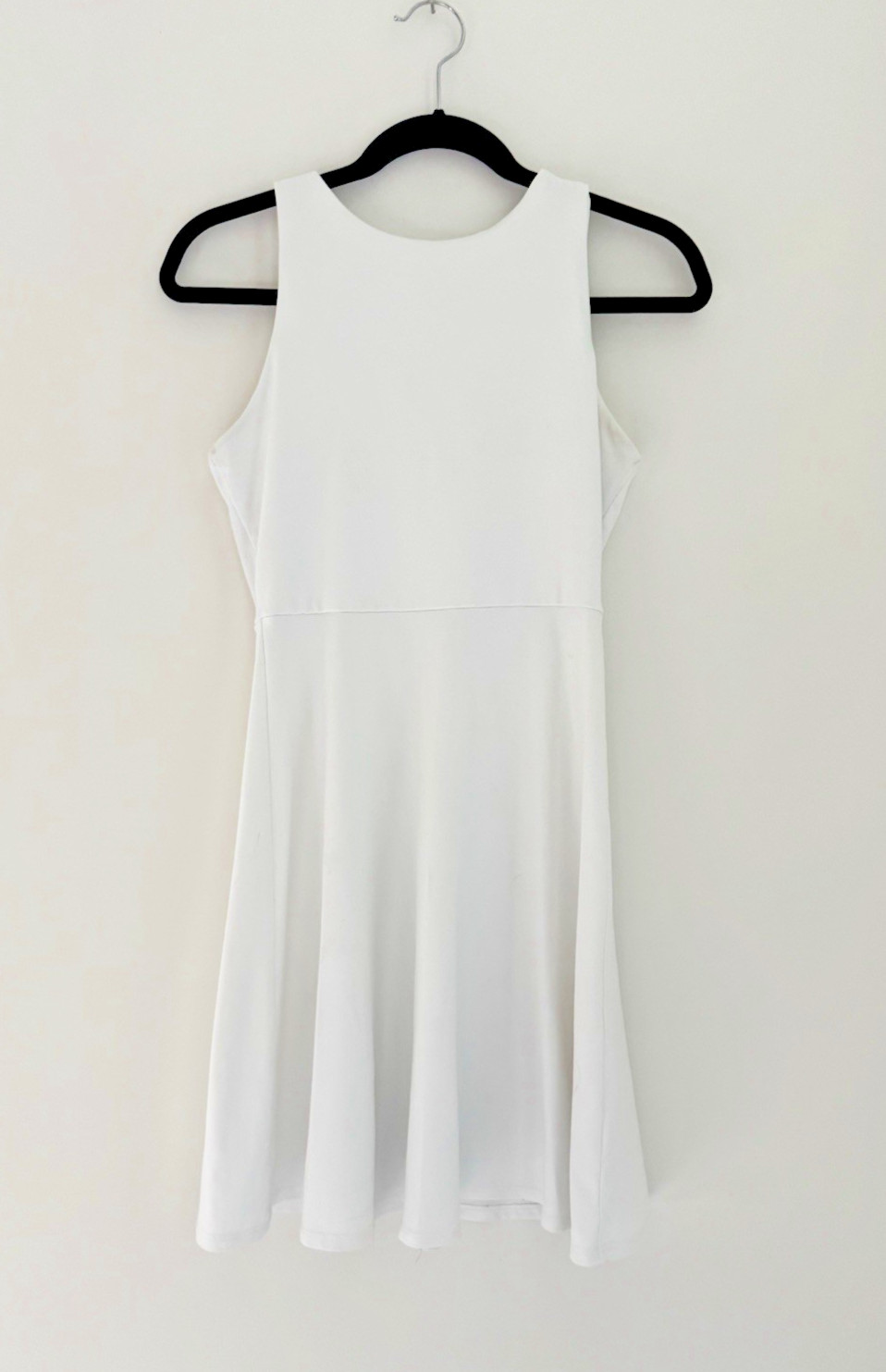 Susana Monaco White Sleeveless Fit & Flare Dress S Stretch Knit Made in USA
