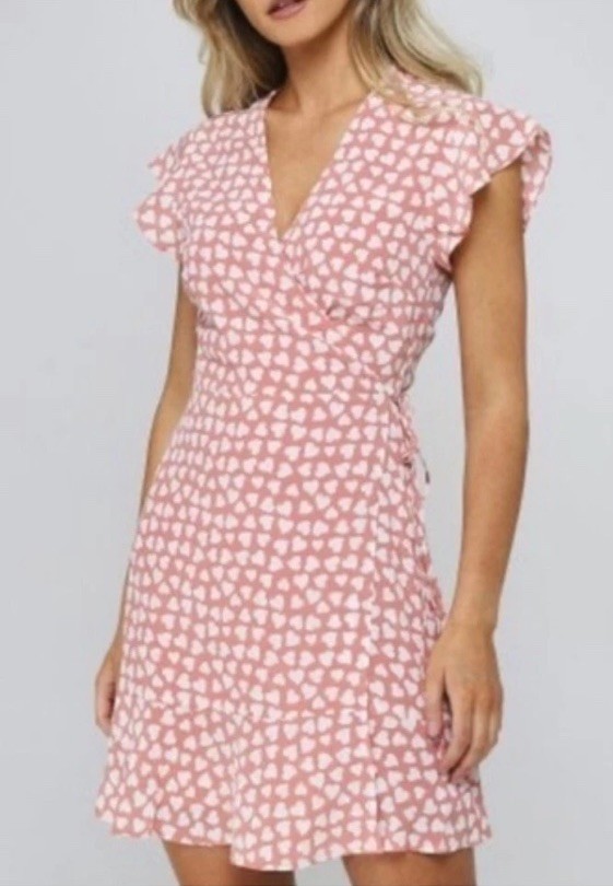 Rails Leanne Sweetheart Wrap Dress Large L New NWT Hearts Silk Lined Beautiful