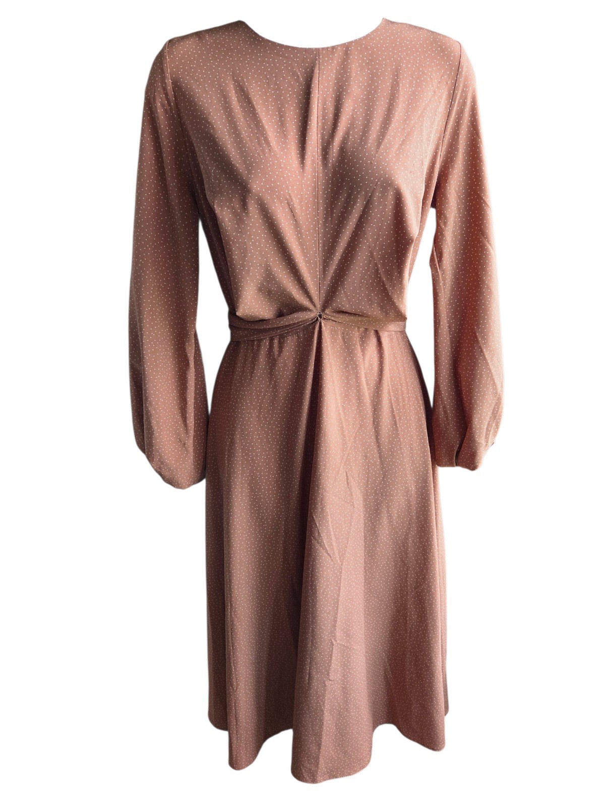By Family Stolyarchuk Tan Polka Dot Midi Dress Ukraine Size 44 (US 10)