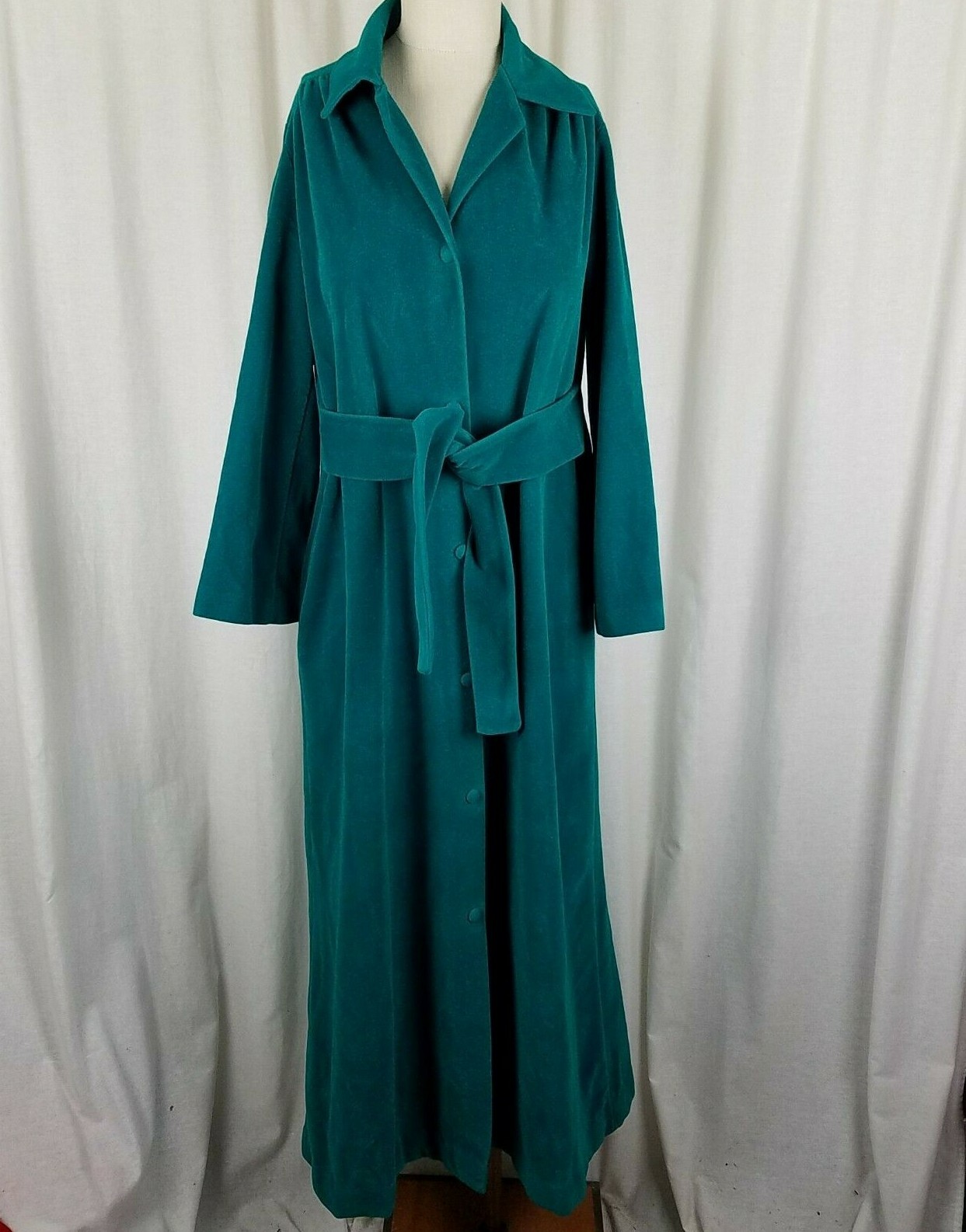 Vanity Fair Velor Maxi Robe House Dress Womens 12 Vintage Mid Century 60s Dacron