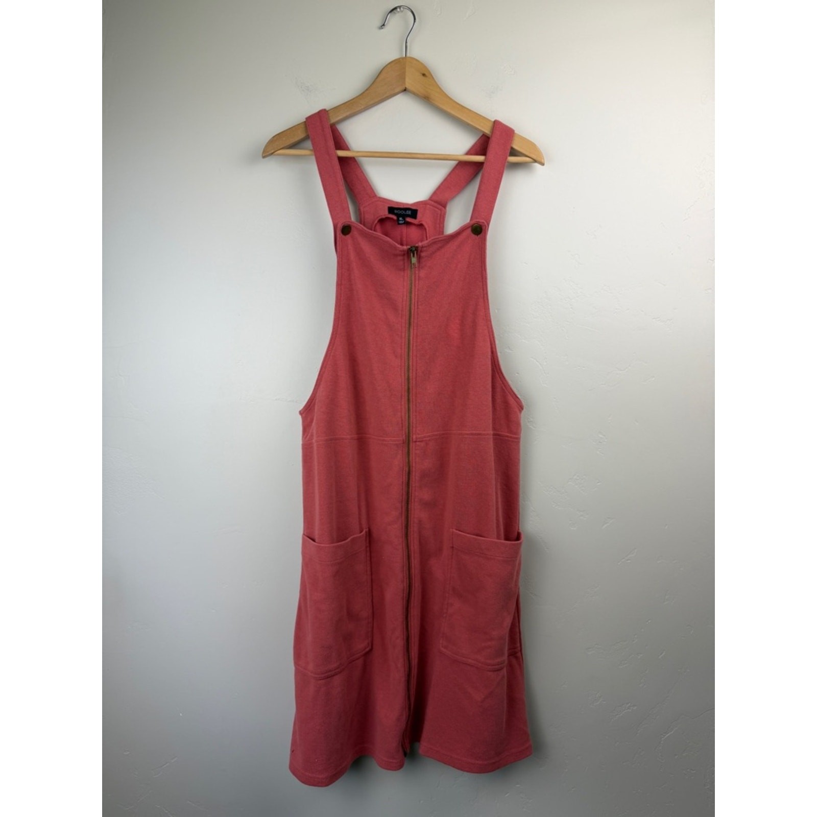 Roolee Dusty Rose Zip Front Overall Dress XL