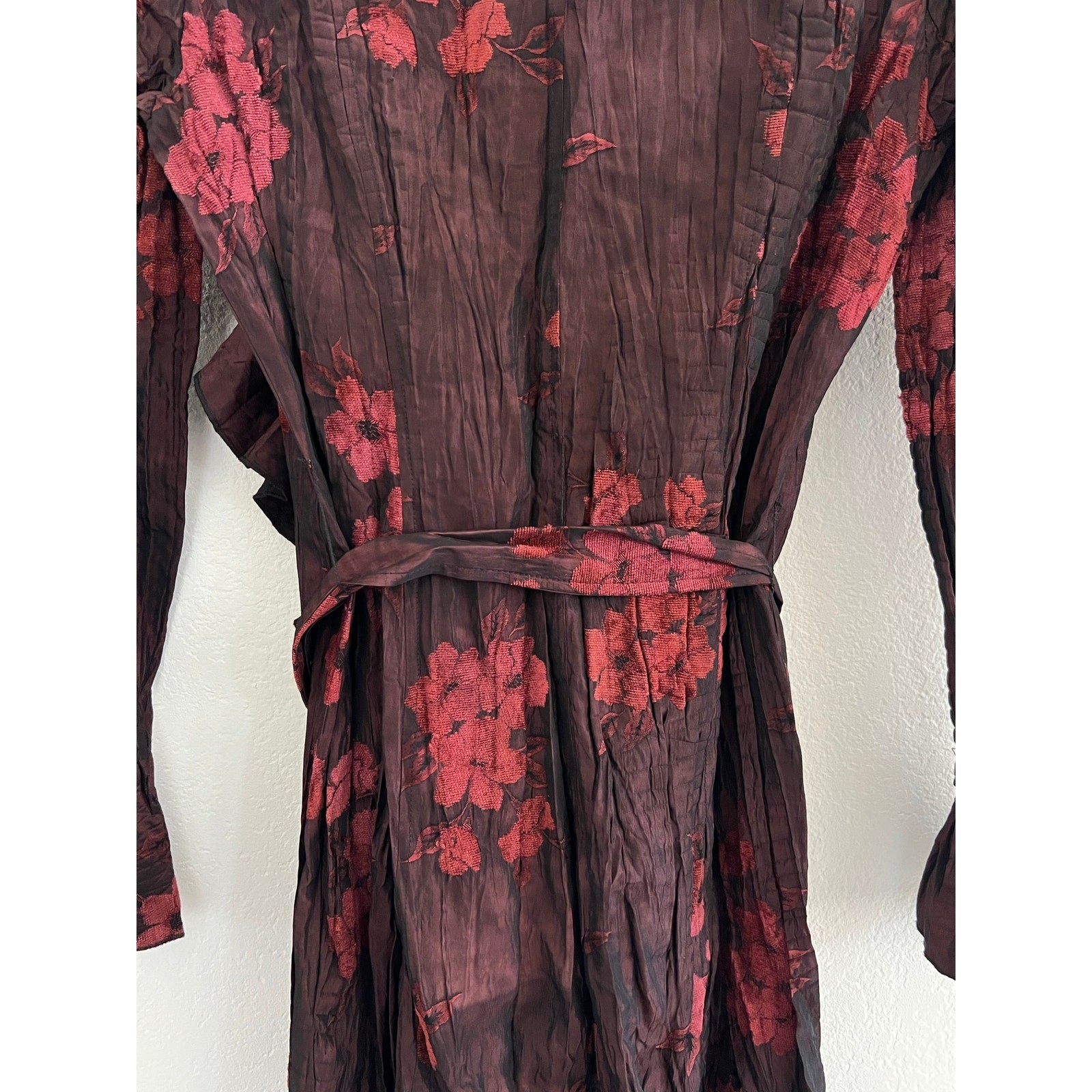 Alberto Makali Crushed Velvet Burnout Floral Mini Dress Small Whimsygoth Artsy