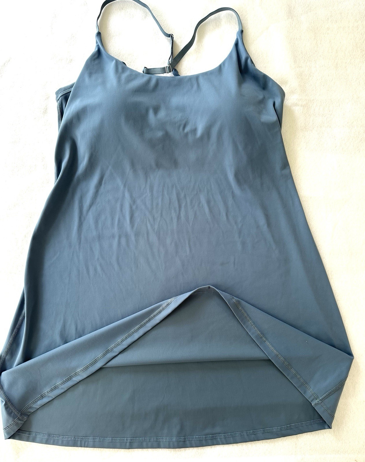 Athletic Tank Dress With Cupped Shelf Bra Yoga Workout Dusty Blue Women’s L