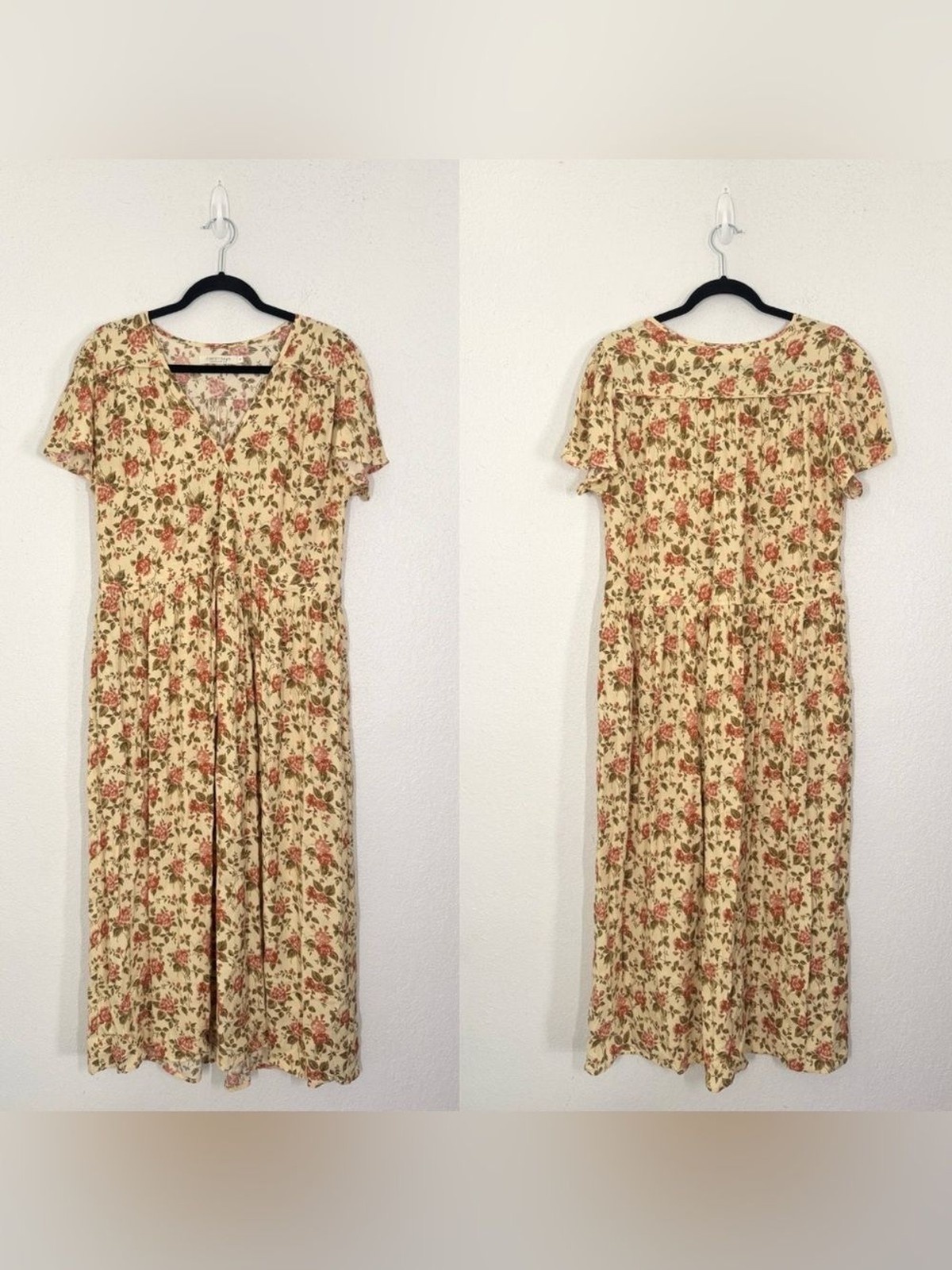Christy Dawn The Simple Dawn Midi Dress Buttercream English Rose Floral Medium