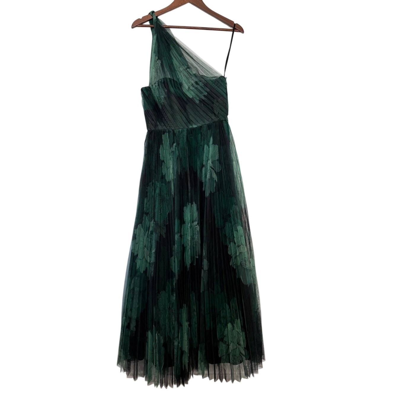 Hutch Philippa One Shoulder Tea Length Tulle Floral Gown Size 4 NWT