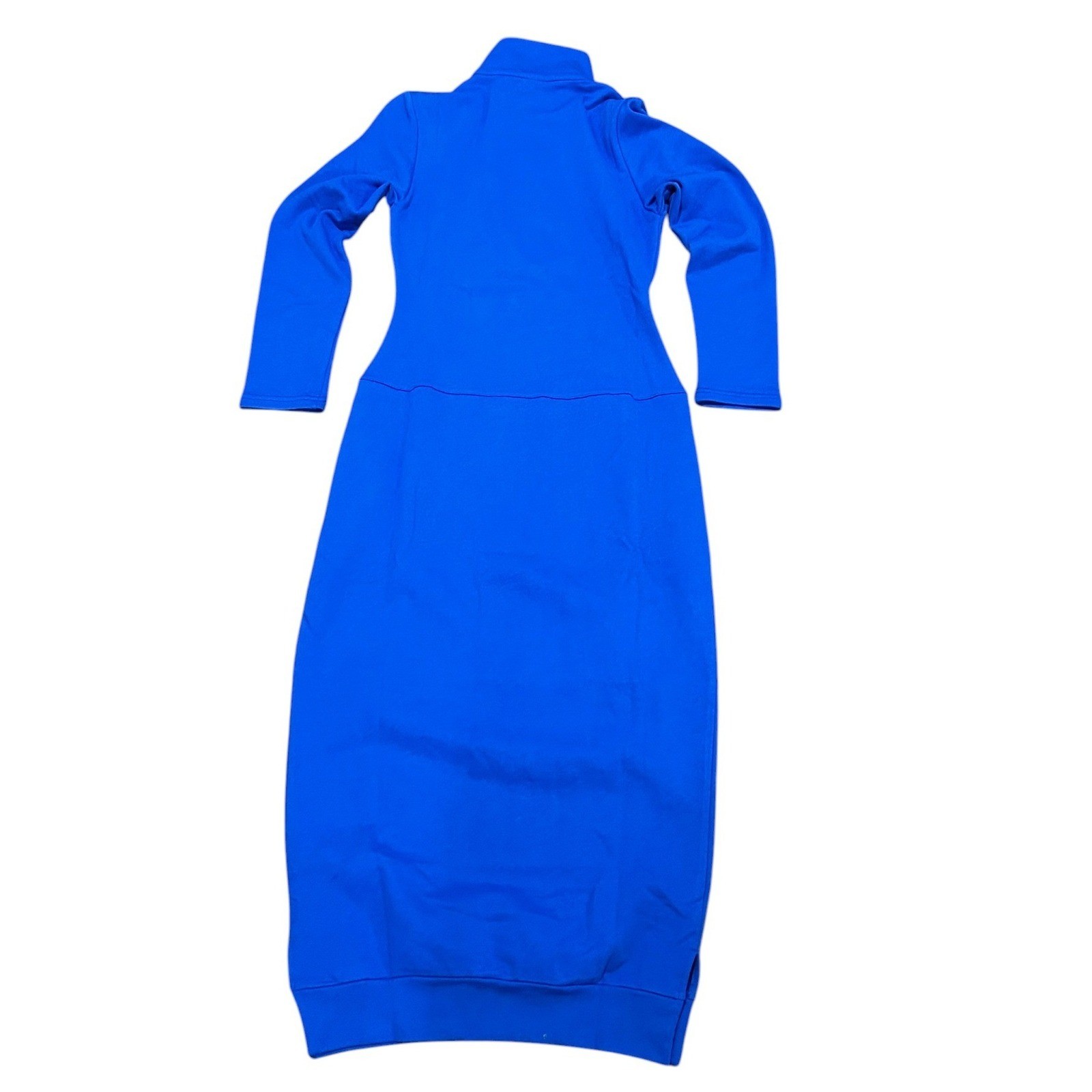 Modesees Sports Cotton Blend Half-high Collar Zipper Loose Maxi Dress MDA3197G9Y