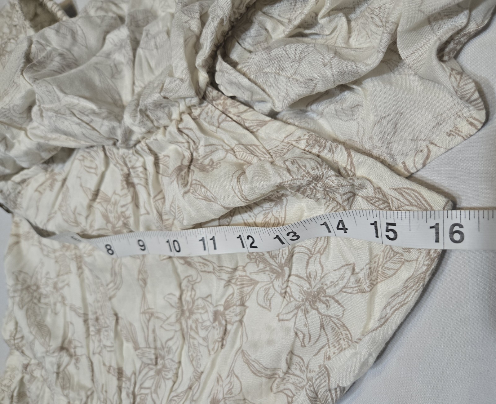 Lagaci Off The Shoulder Mini Smocked Dress Cream Print Medium Boho Feminine