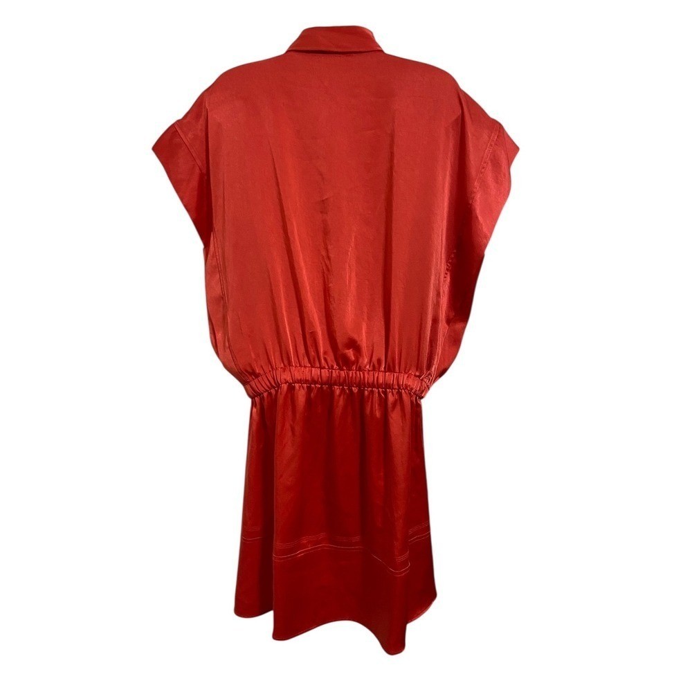 Ramy Brook NEW Vlada Satin Cargo Mini Grenadine Utility Dress Drawstring Waist L