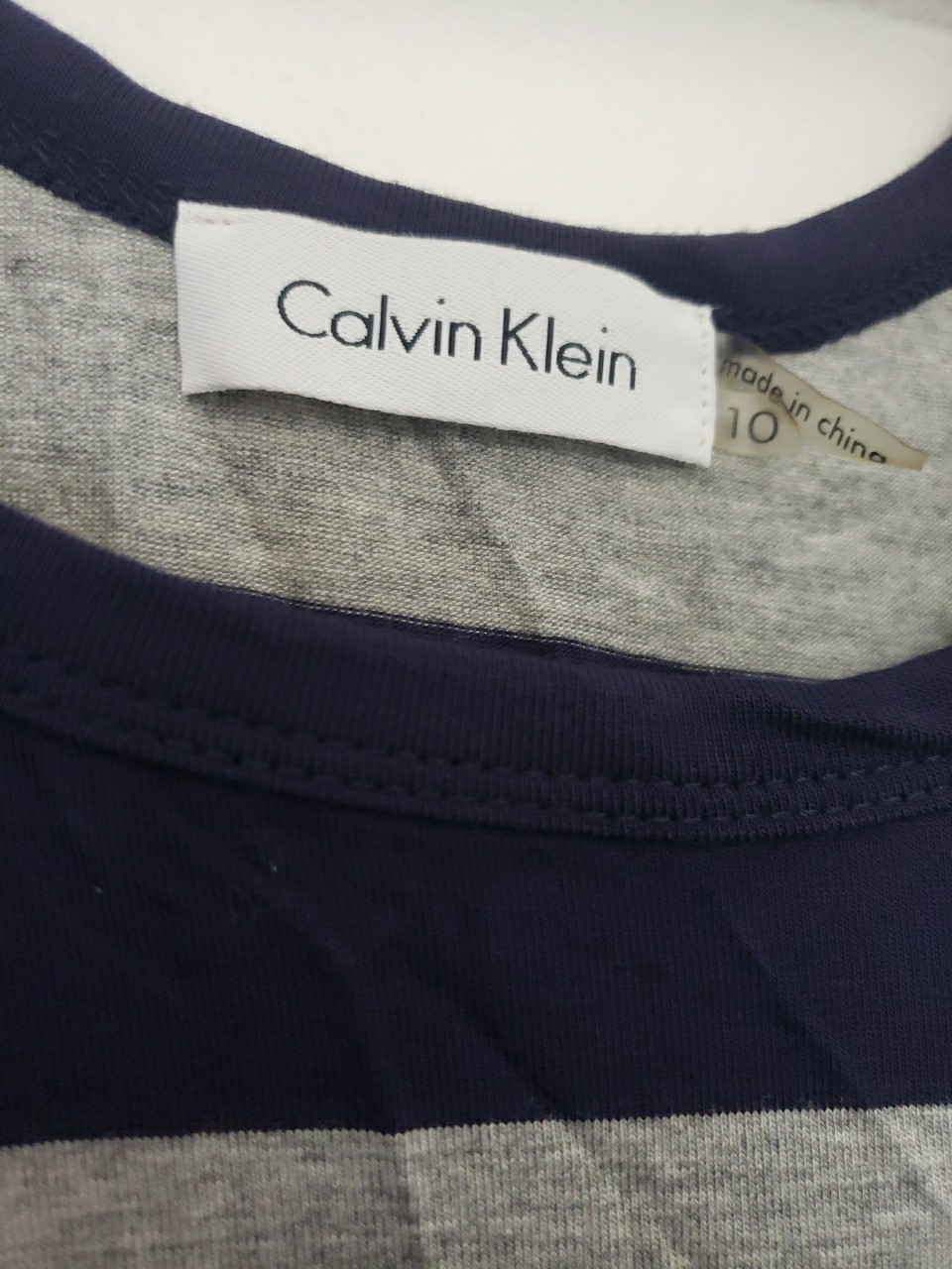 Calvin klein Ruched Asymmetrical Striped Maxi Tank Dress, Size 10, Gray Blue