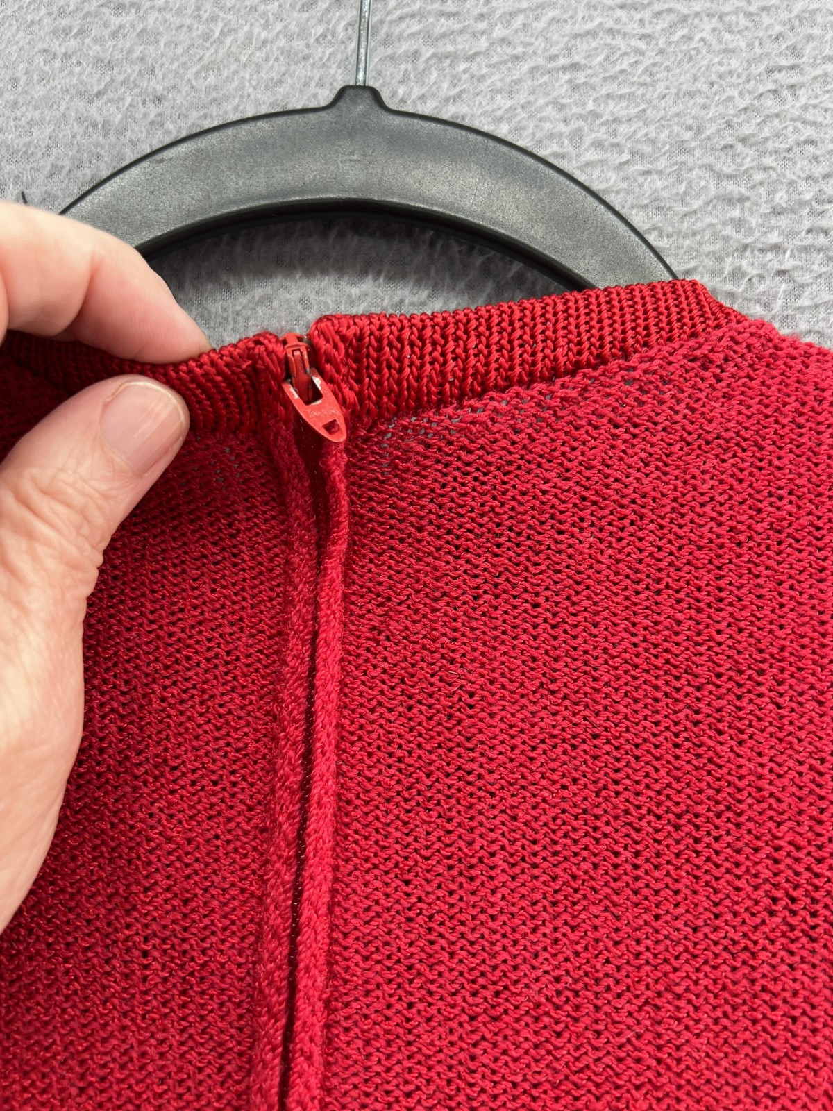 VINTAGE Steve Fabrikant Neiman Marcus Dress Petite Red Wool Knit Drop Waist 80s