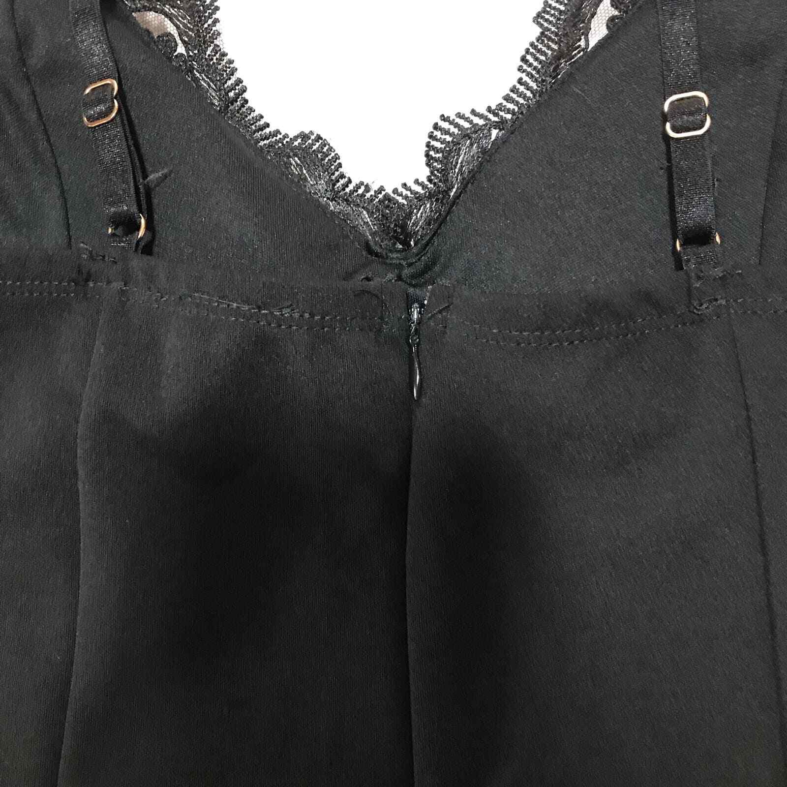 Iris Women’s Large Black Spaghetti Strap Lace Trim Dress