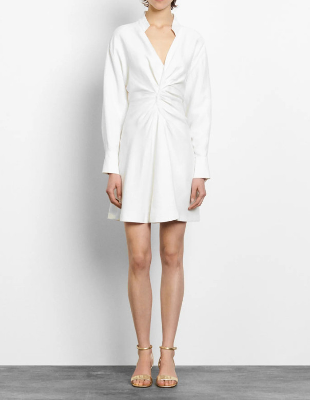 Sandro Paris dress ecru viscose linen size 40 L women’s short SFPRO01105