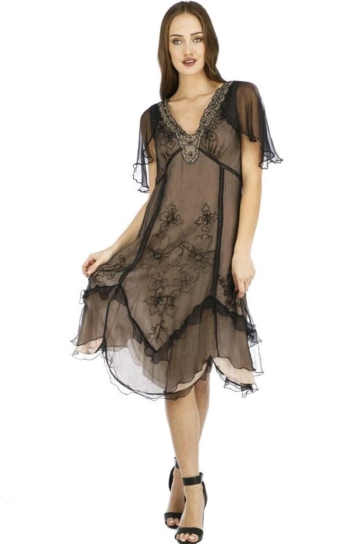 Age Of Love Jacqueline Onyx 1920s Inspired Flapper Boho Dress Size Medium New
