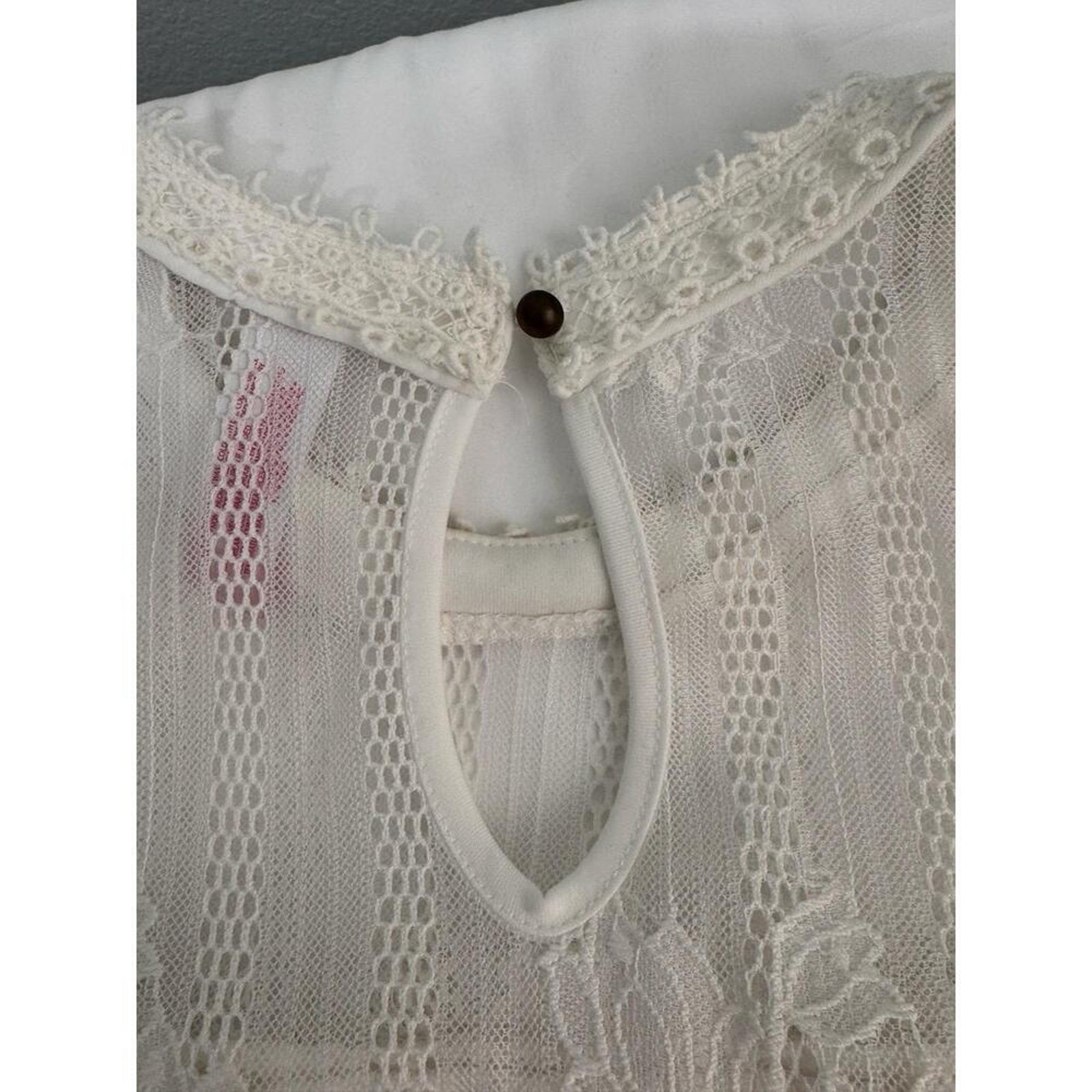 White Lace Overlay High Neck Cottage Core Peasant Sleeveless Dress Womens XXL