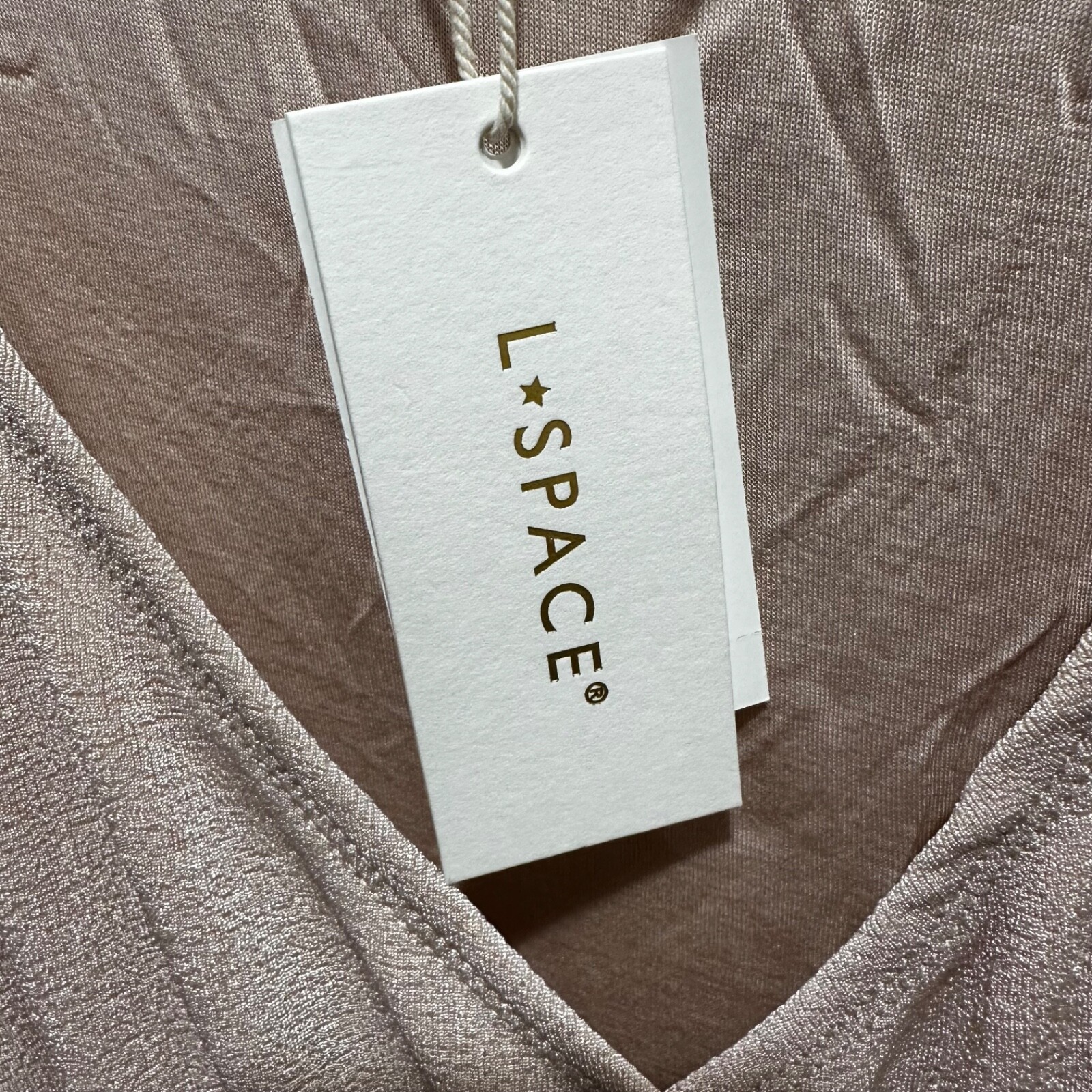 L*Space Size S Melissa Mini Dress Shell Champagne Ruched Surplice V-Neck NEW