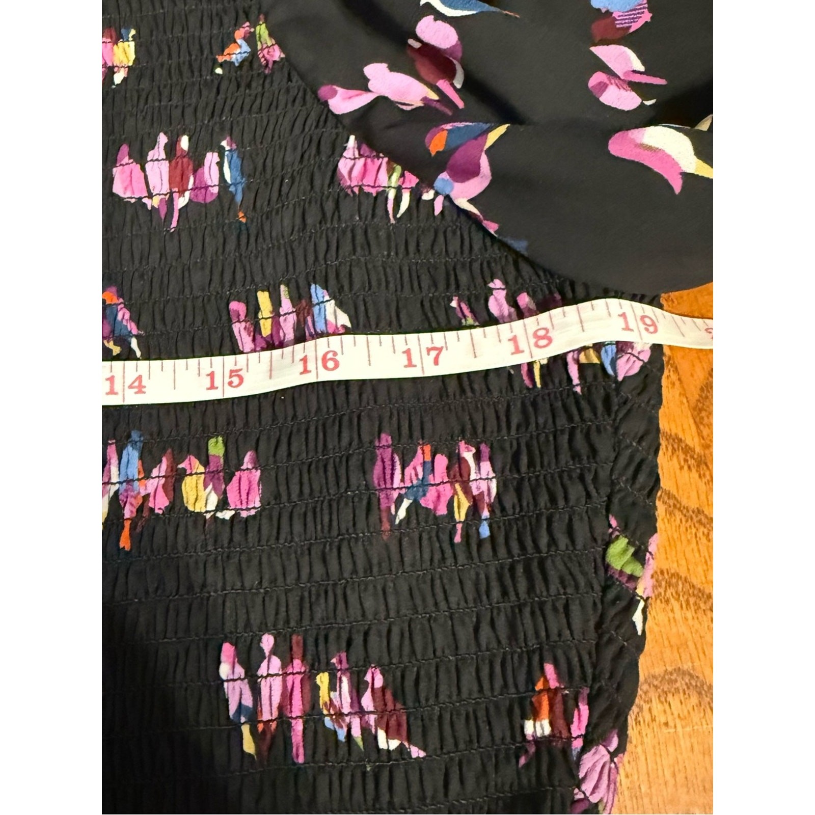 Kate Spade Love Birds Smocked Long Sleeve Knee Length Dress Sz 10