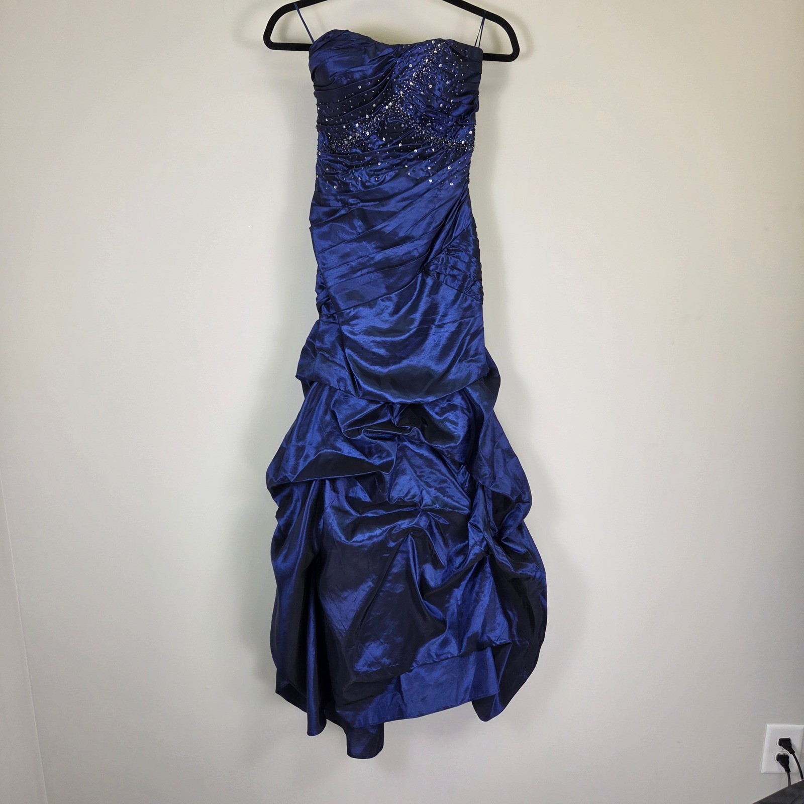 Jump Apparel Royal Blue Strapless Beaded Corset Back Prom Gown Dress Size 1/2