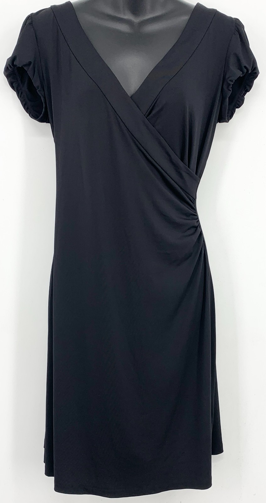 NEW INC Womens Little Black Dress Medium Faux Wrap Knee Length Business Casual