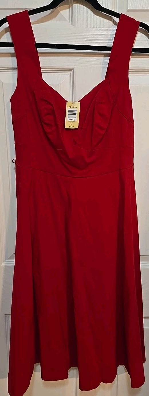 Torrid Red Dress Womens Size 12 Large Stretchy Cocktail Strap Zipper No Belt