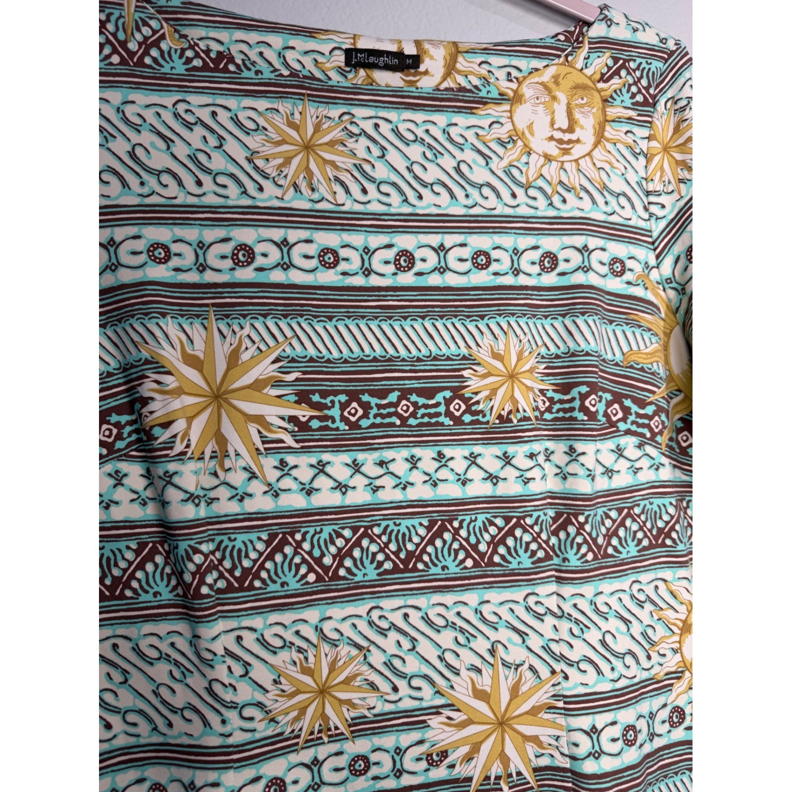 J McLaughlin Sheath Dress Medium Stretch Catalina Cloth Sun Star Moon Celestial