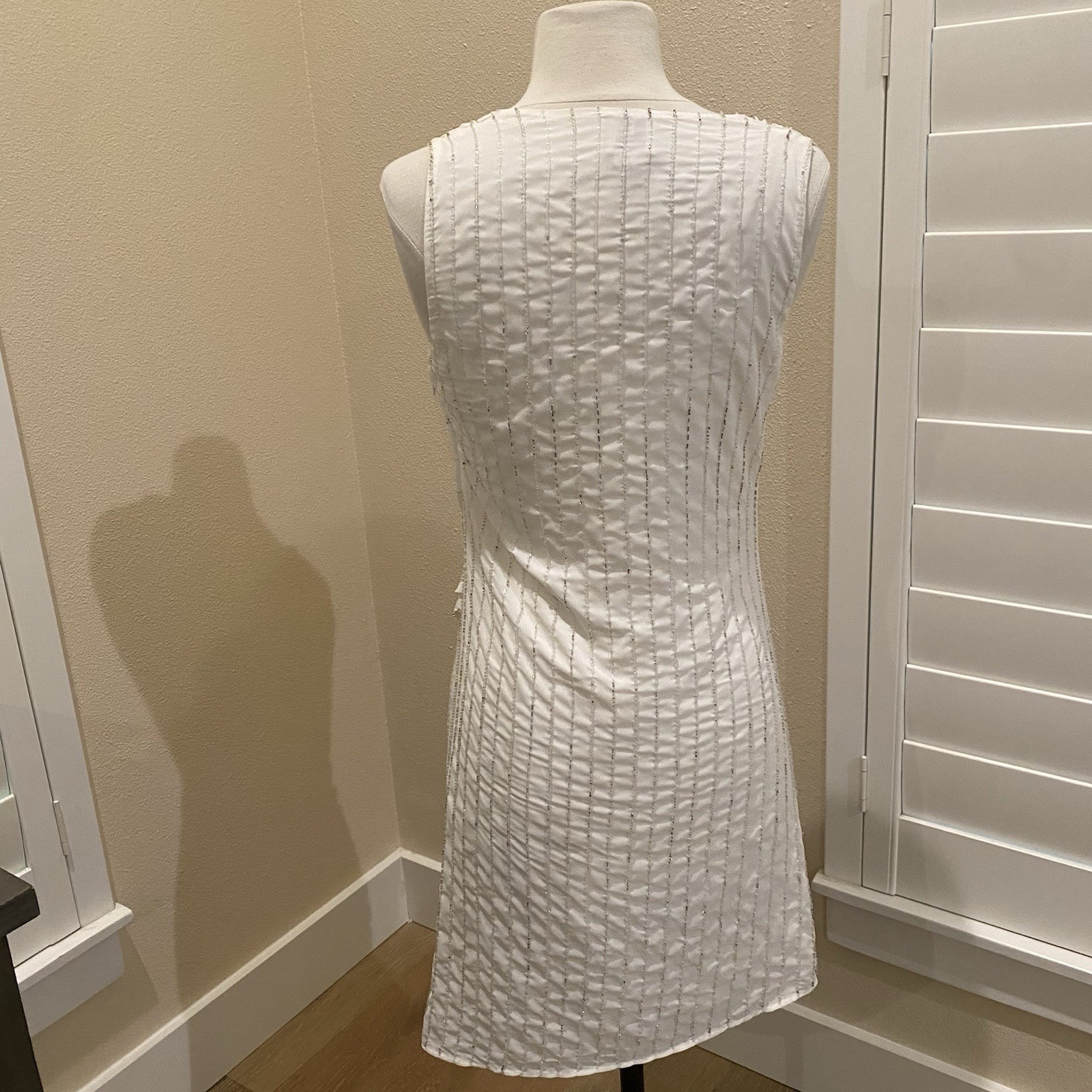 HH Haute Hippie Dress Ivory Beaded Draped Sleeveless Small