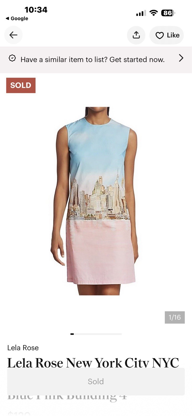 Lela Rose New York City Skyline Shift Dress/matching Button Down Shirt Size 14