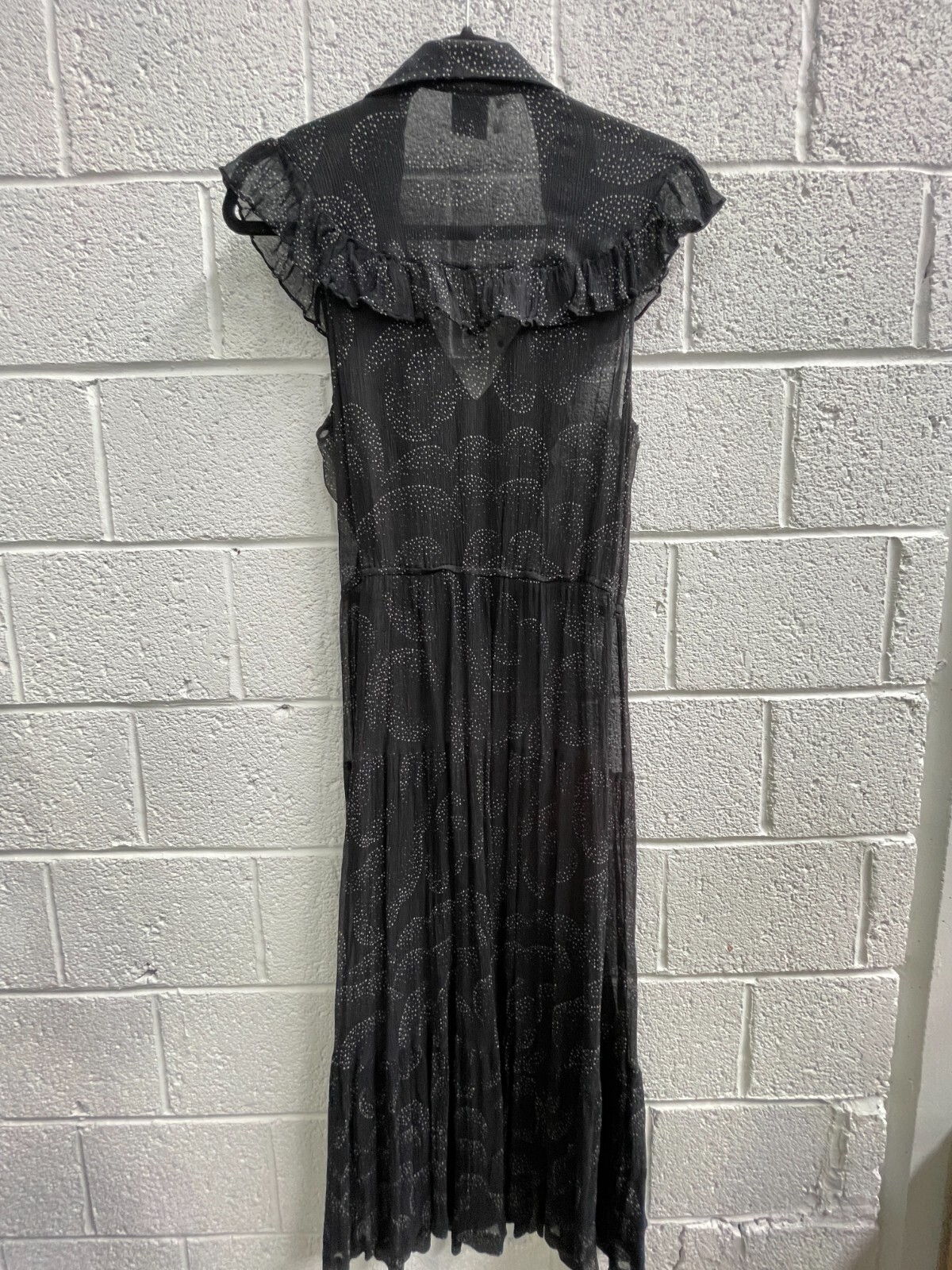 HUSK Mirage High Neck Ruffle Midi Dress Black Cocktail Event Size 12 AU preowned