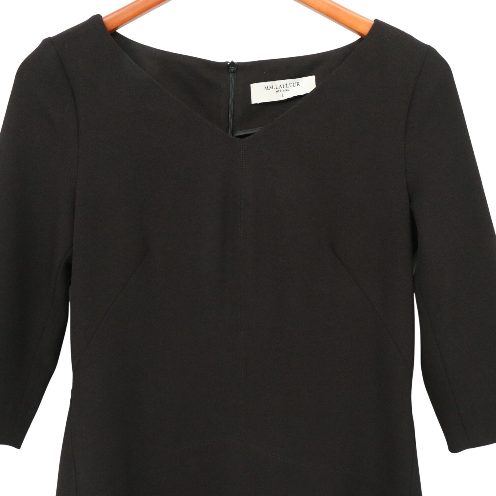 MM LaFleur The Alexandra 2.0 Black A-Line 3/4 Sleeve V-Neck Dress 6