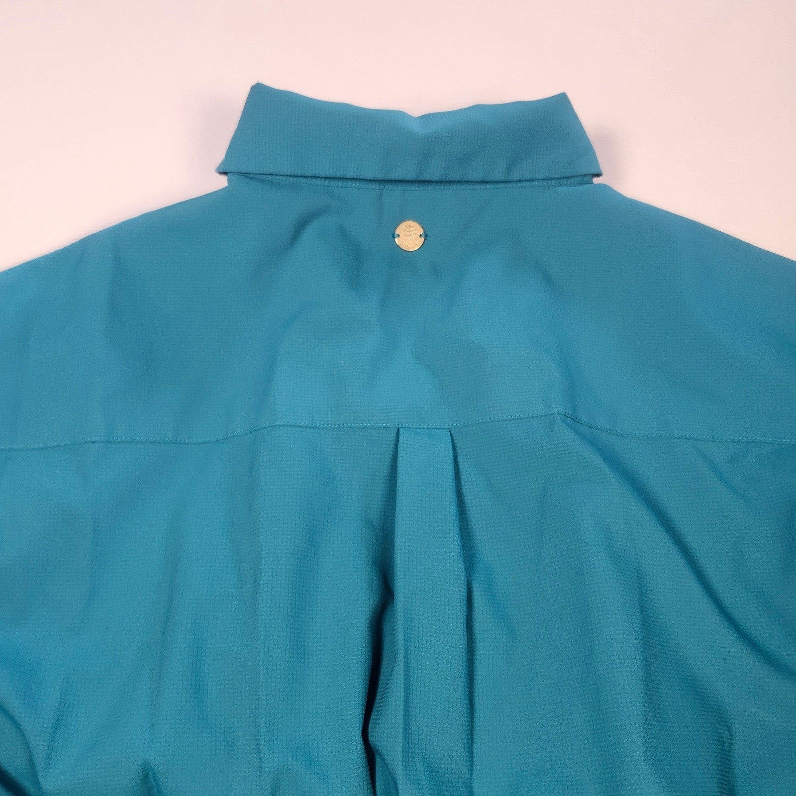 Coolibar Espanola Way Button Front Midi Dress Size Med Teal UPF 50 Casual Resort