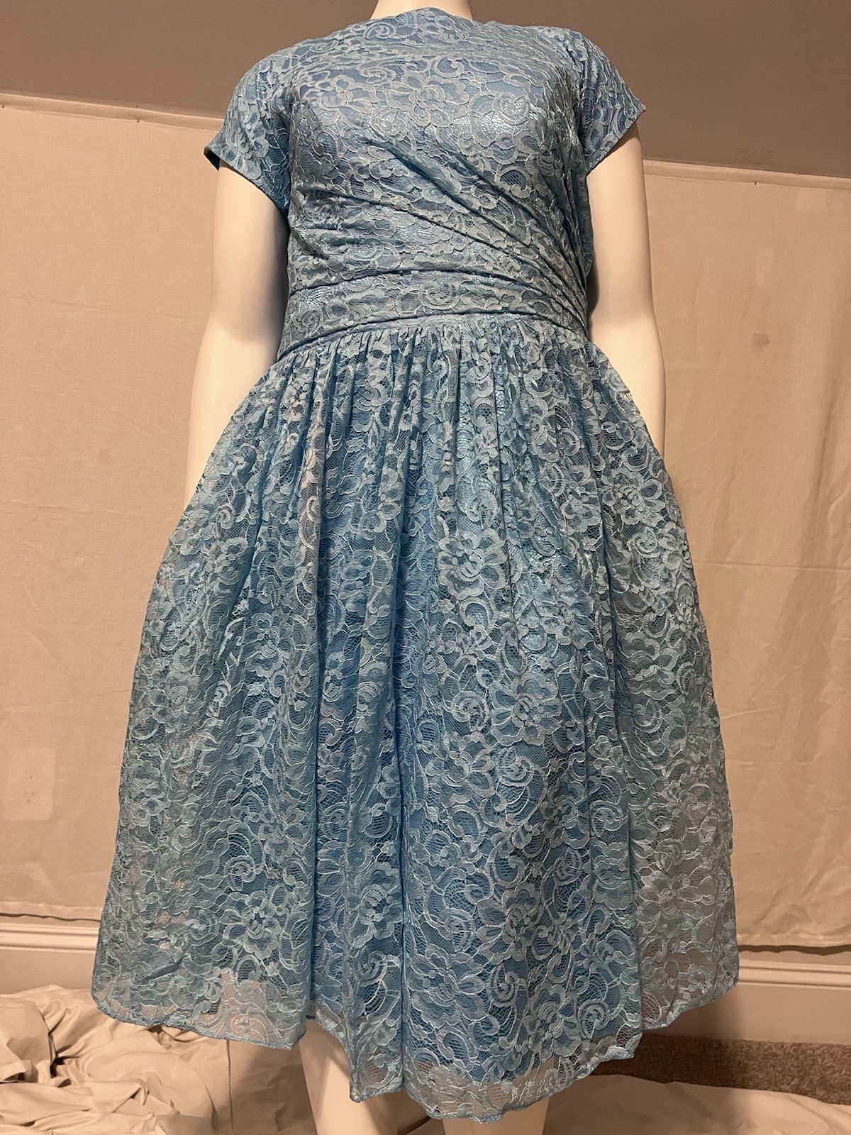 Vintage Retro 60’s Turquoise Lace Romantic Party Dress Size S 6 NWT Wedding