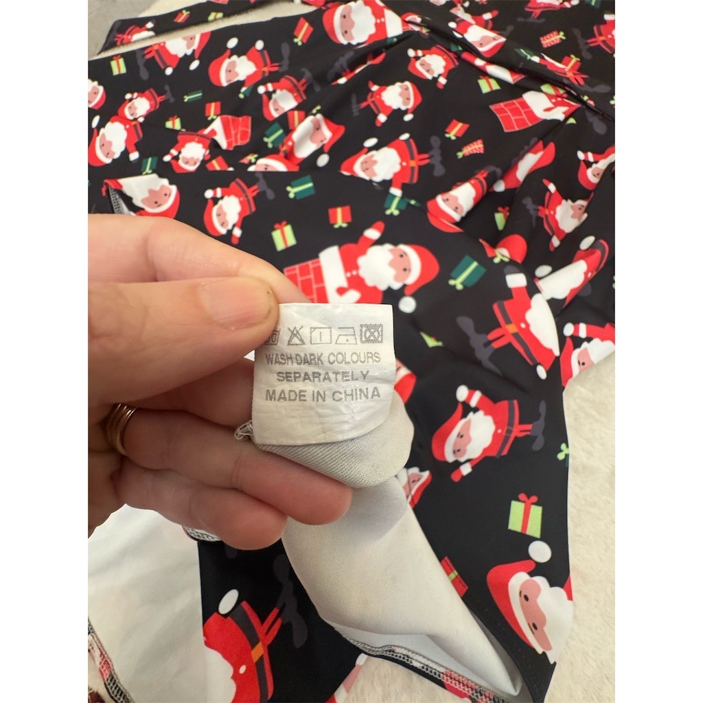 OUGES Dress Womens 2XL Black Santa Claus Christmas Print Fit & Flare Belt