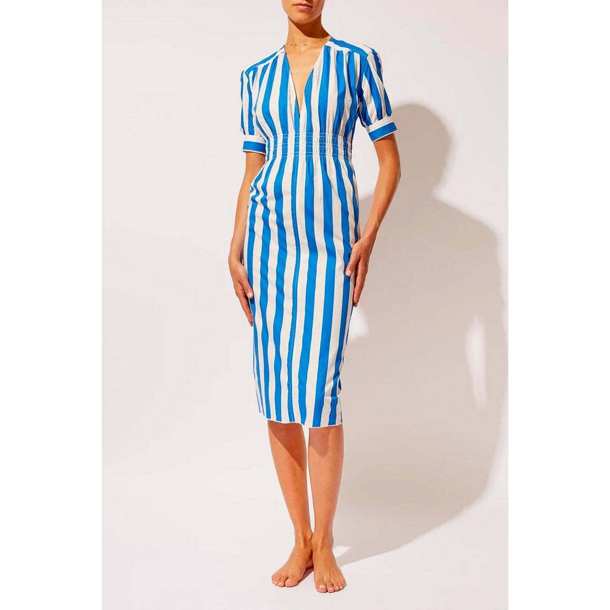 Solid & Striped Delilah Dress Blue White Stripe Cotton Midi Small NWT