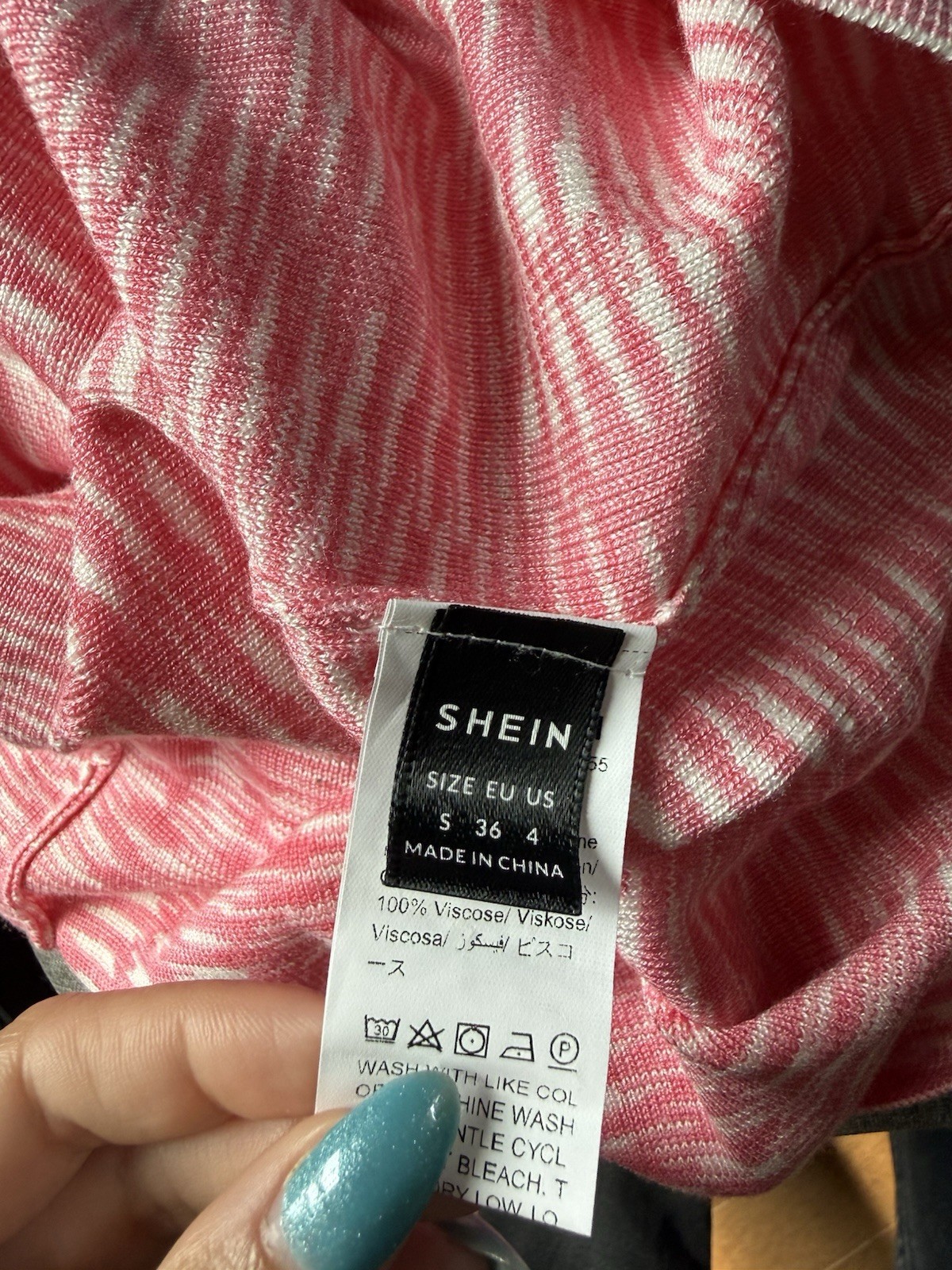 SHEIN Women’s Pink/White Abstract Twist Front V-Neck Sleeveless mini dress S