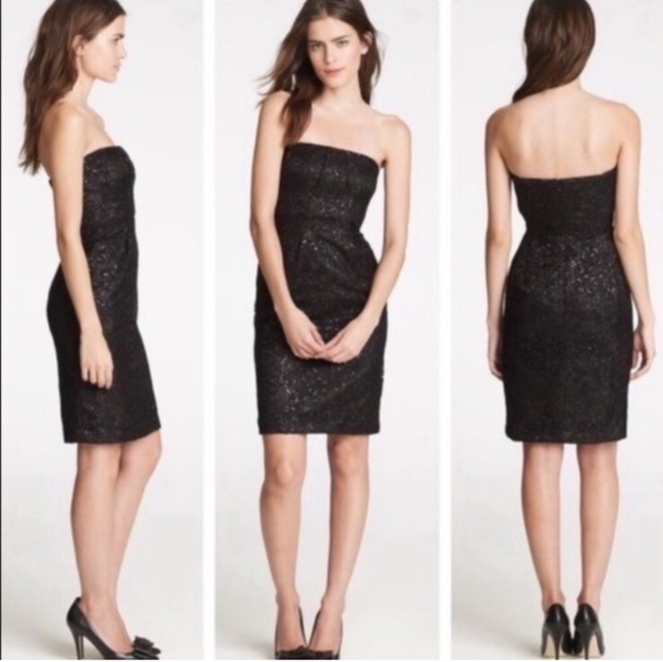 NWT J Crew Black Lace Metallic Tinsel Dress / Size 2