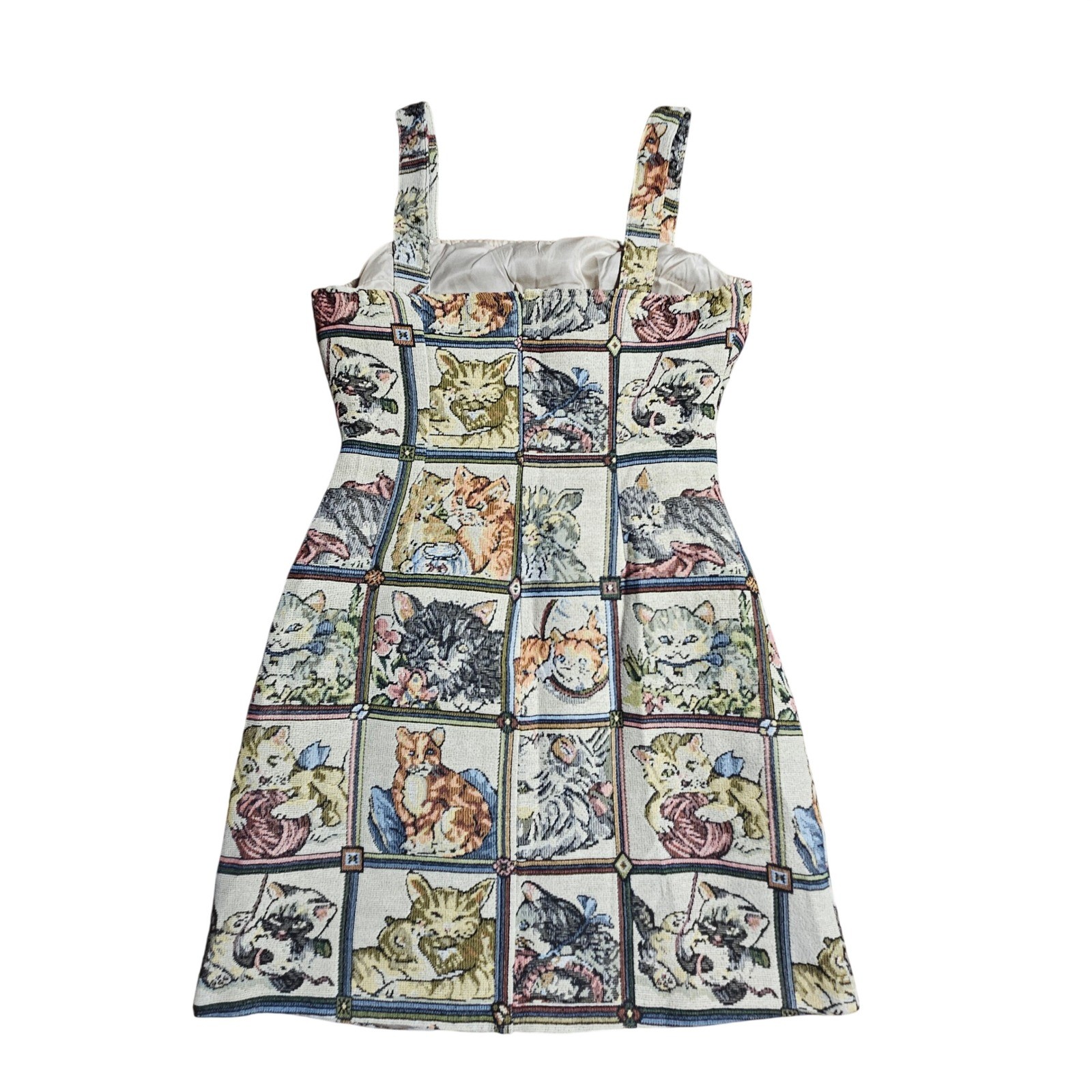 Cider Cider Cat Lover Dress XS Tapestry Sleeveless Kitten Print Retro Whimsy