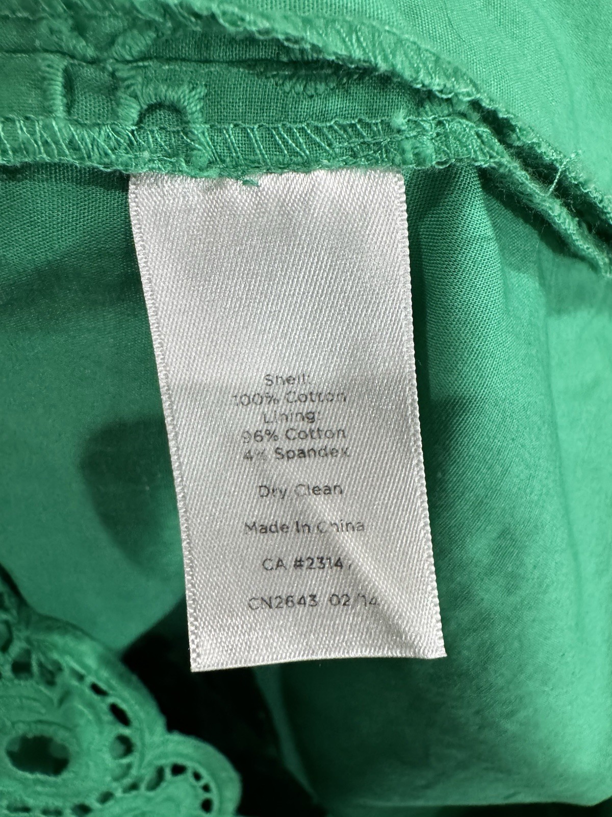 Talbots Women’s Green Solid Lace Shift Knee Dress Scoop Neck 3/4 Sleeve 14
