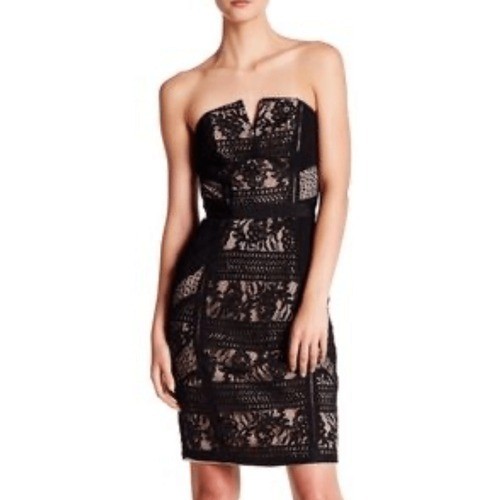 Adelyn Rae Black And Cream Strapless Dress, Size XS, NWT