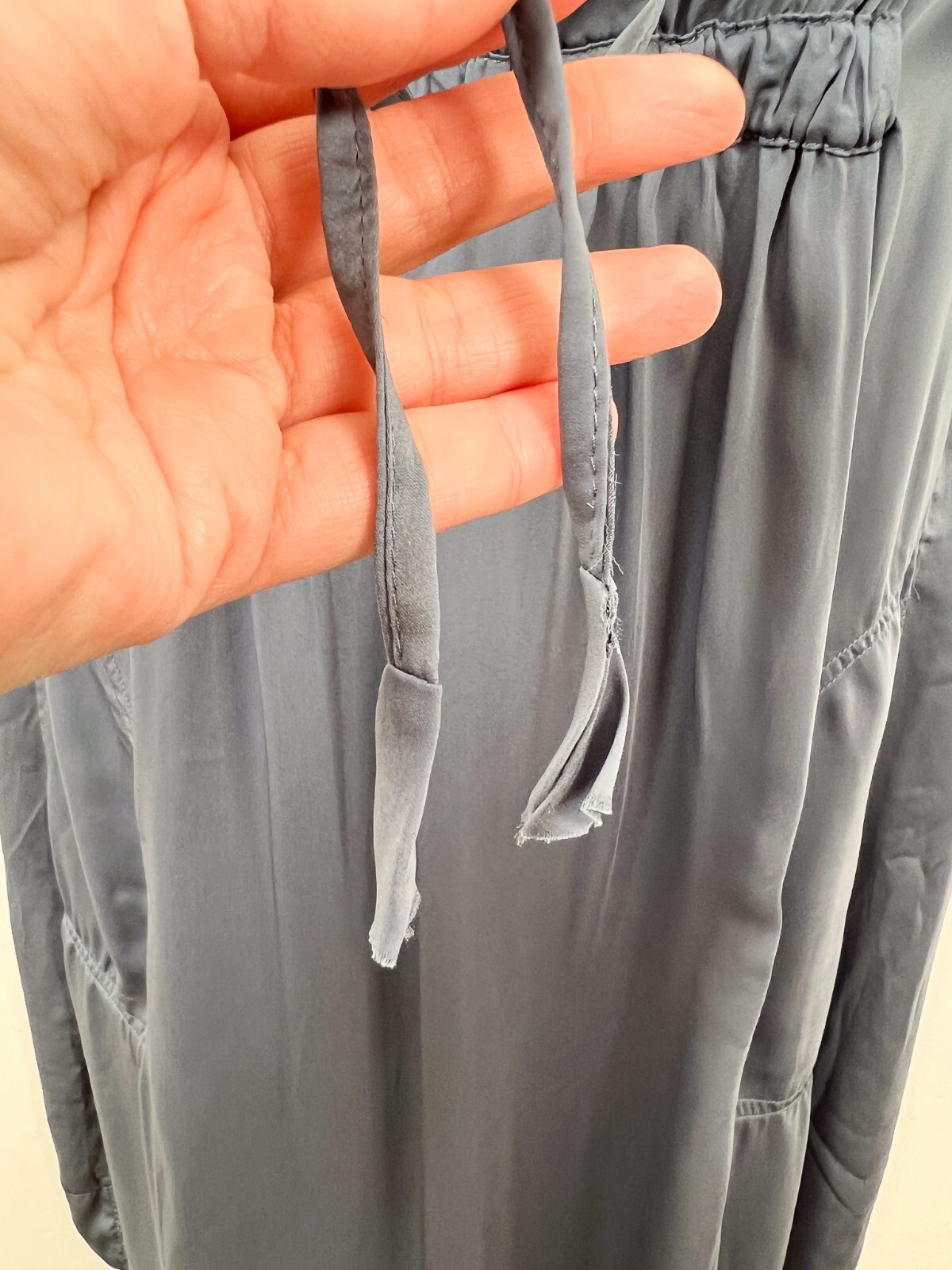 Hush Dress Extra Small Blue Grey Satin Holiday Lightweight Pockets