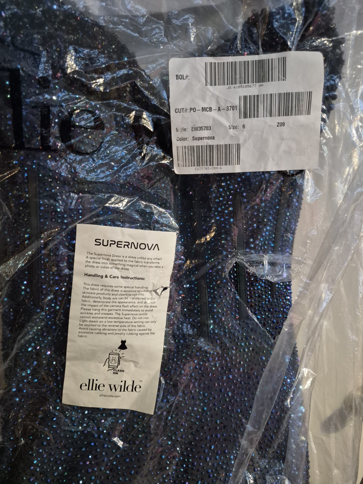 Ellie Wilde Supernova EW35703 Size 6 Rhinestone Multicolor Prom Gown