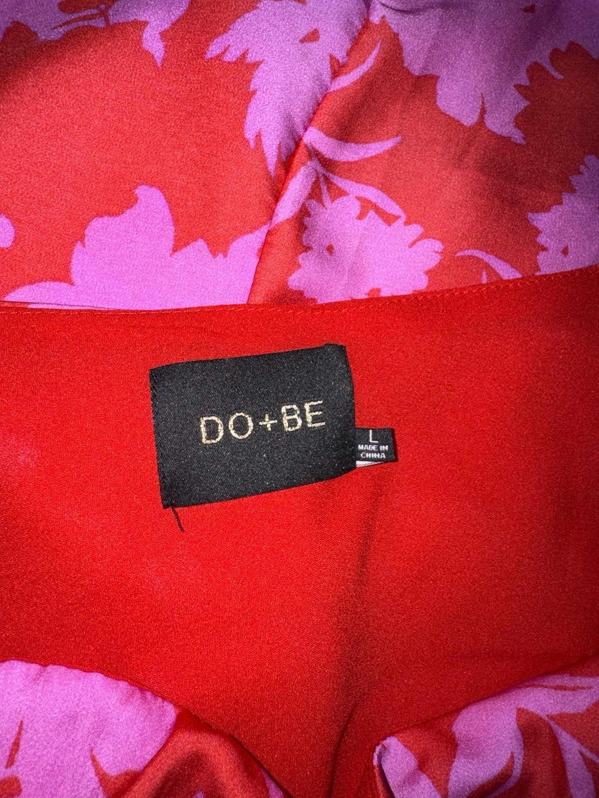 DO+BE One Shoulder Floral Midi Dress Pink Red Ruched Tulip Hem GY0612QYC Size L