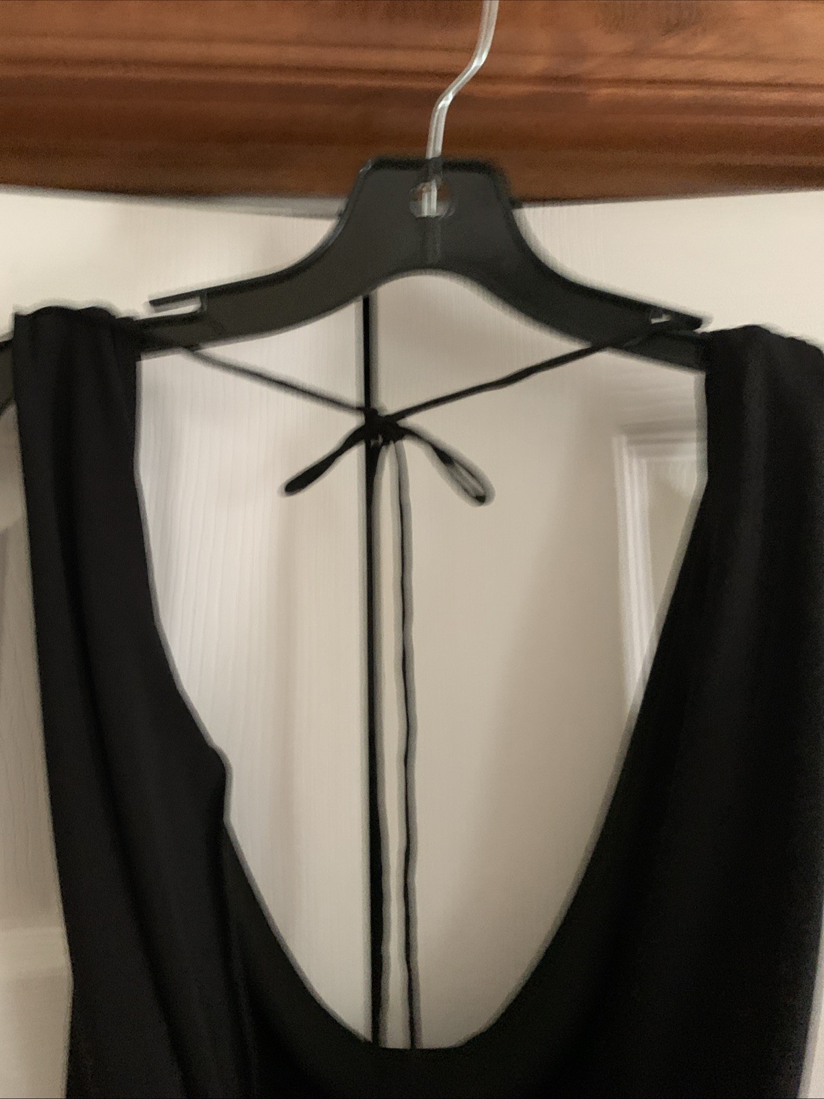 Spense M NWT Sleeveless Draped Front Dress Black Knee Length Low Back Tie @ Neck