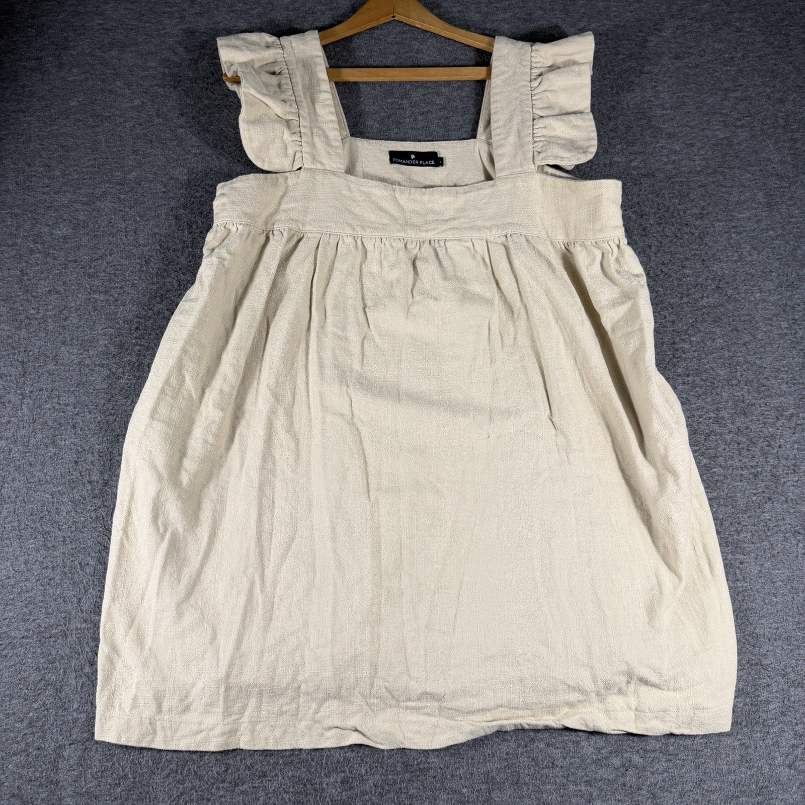 Pomander Place by Tuckernuck Beige Camilla Flutter Sleeve Dress Size L Pockets