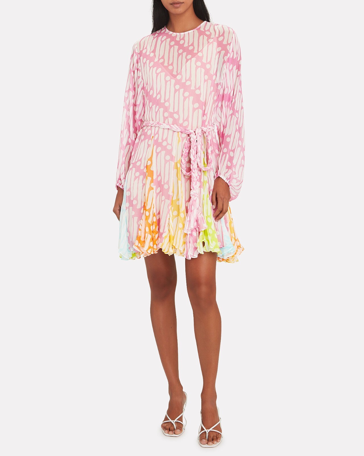 NEW NWT $525 RHODE “Ella” chiffon mini dress in pink multicolor sz M