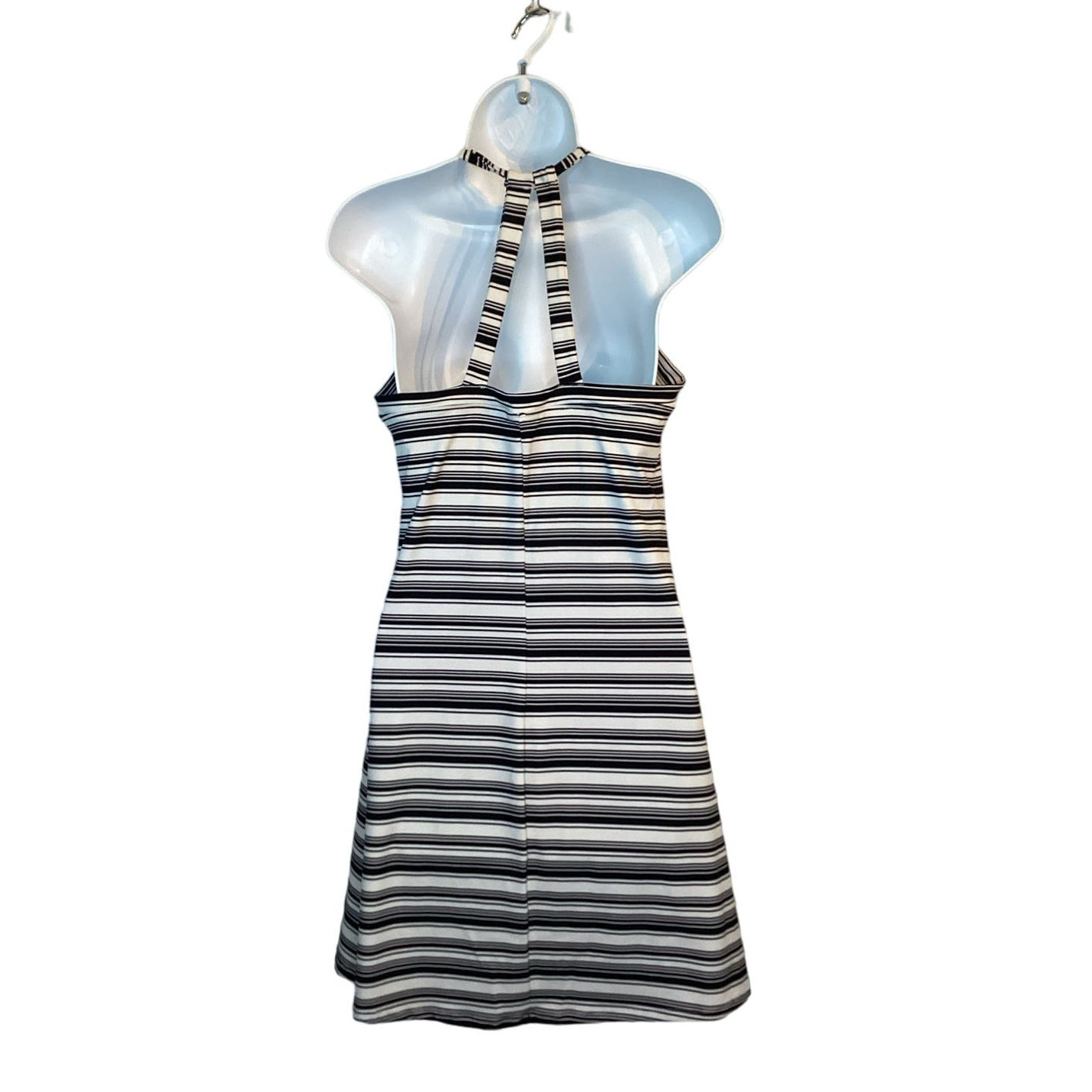 NWT Peace & Pearls Black White Stripe Stretch Halter Dress Size Small