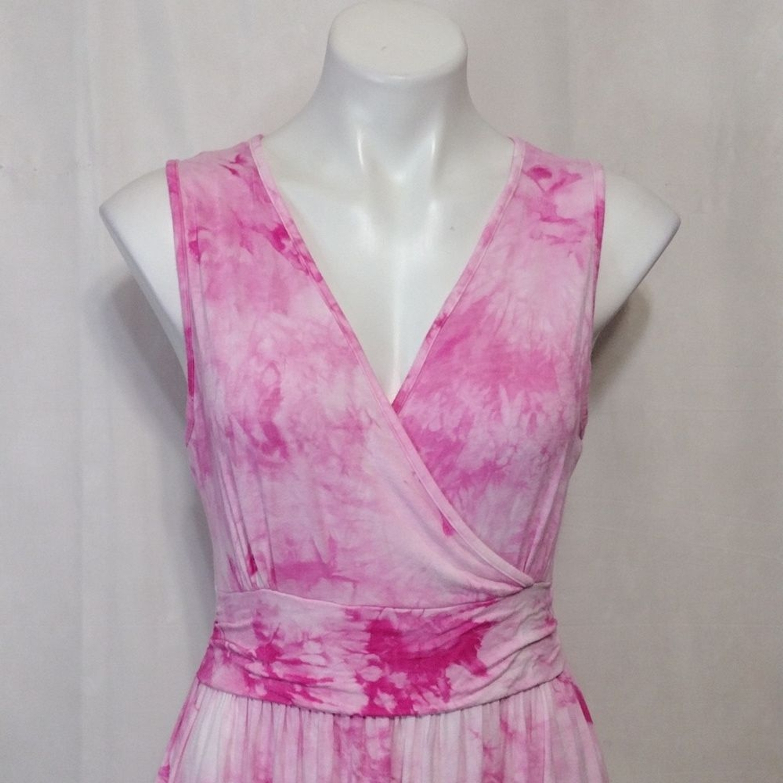 LILBETTER Pink Tie Dye Sleeveless Maxi Dress Beachwear Vacation Resort Medium