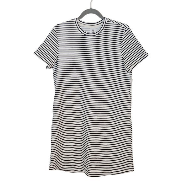Member’s Mark Black and White Stripe Mini T-Shirt Dress Size Medium NWOT
