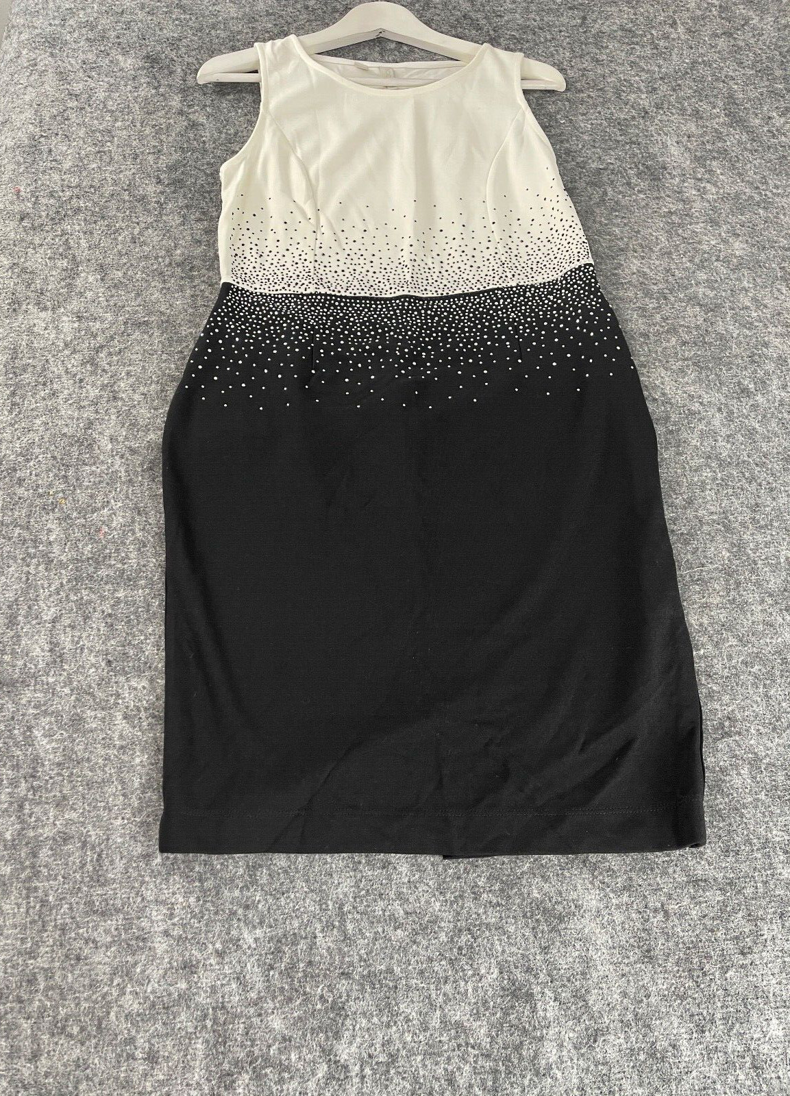 Body Flirt Sheath Dress Womens 10 Color Block Beaded Contrast Black N329